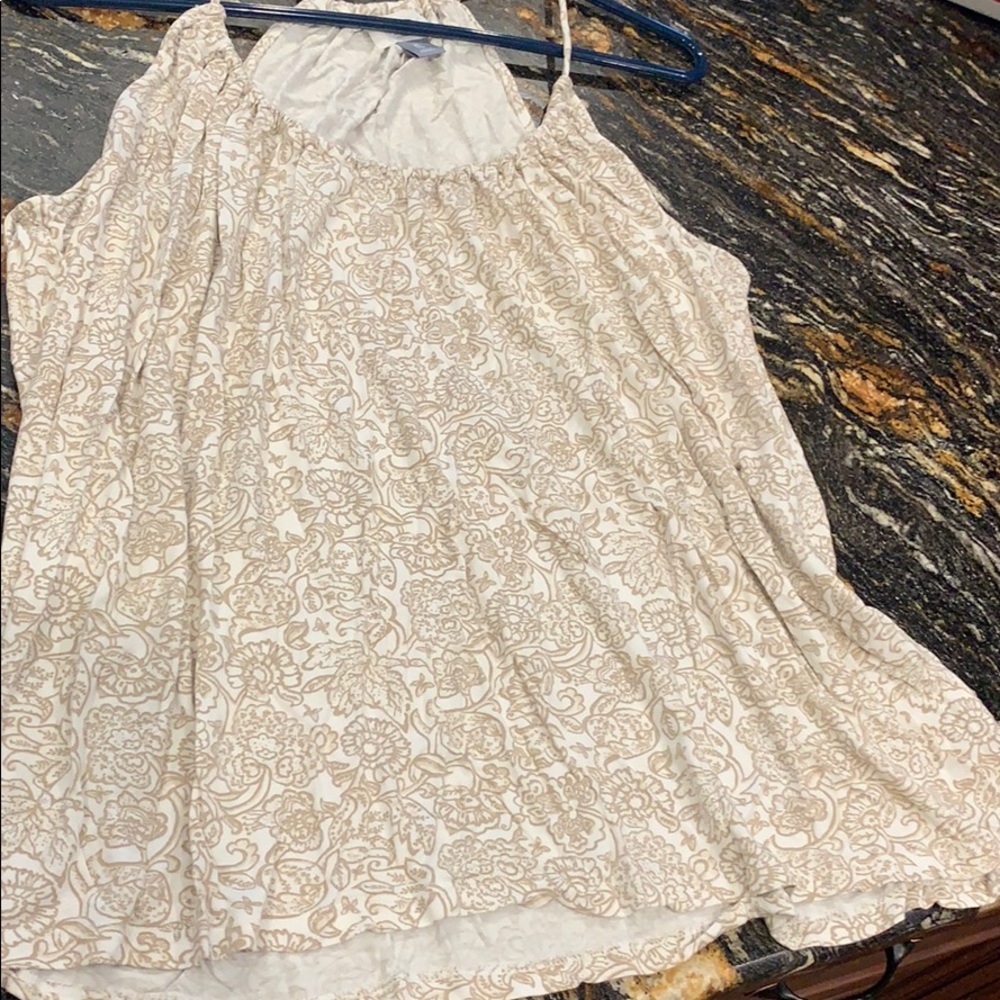 String tank. Cute khaki floral pattern.